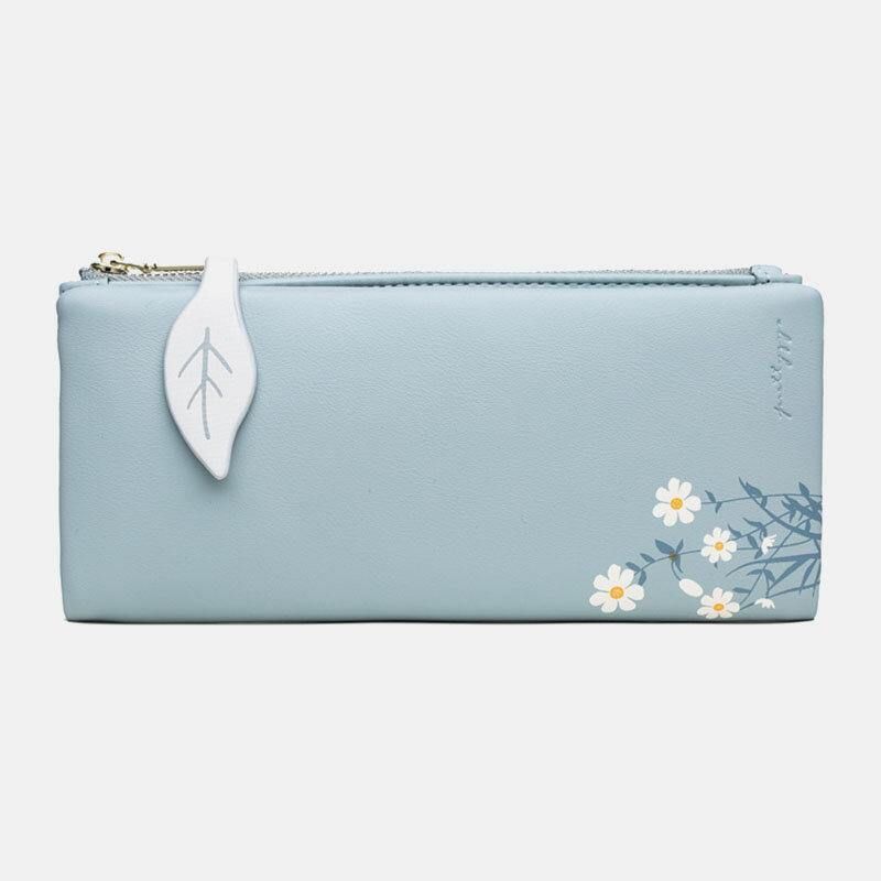 Kvinner 13 Kortspor Bifold Blomst Trykt Lang Lommebok Clutches Bag