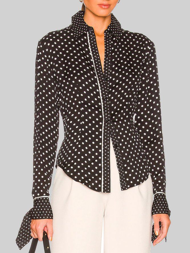 Daily Langermet Skjortekrage Urban Polka Dots Bluse