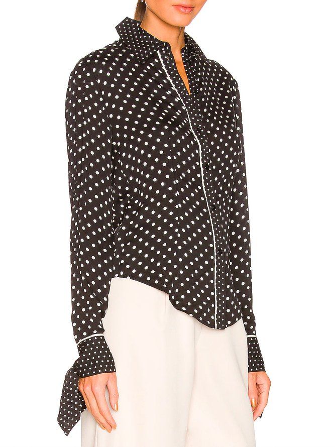 Daily Langermet Skjortekrage Urban Polka Dots Bluse