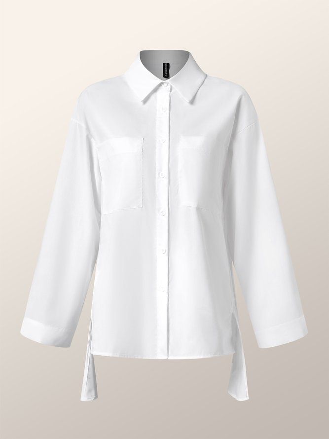 Daily Langermet Urban Plain Shirt Collar Bluse