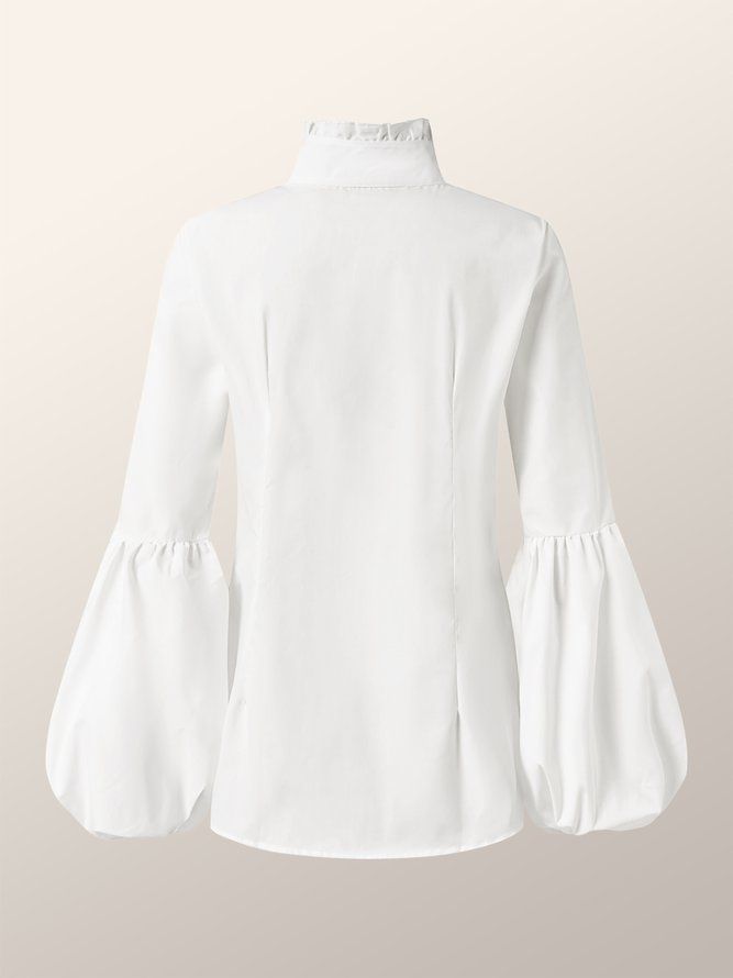 Elegant Turtleneck Ballongermet Work Solid Bluse