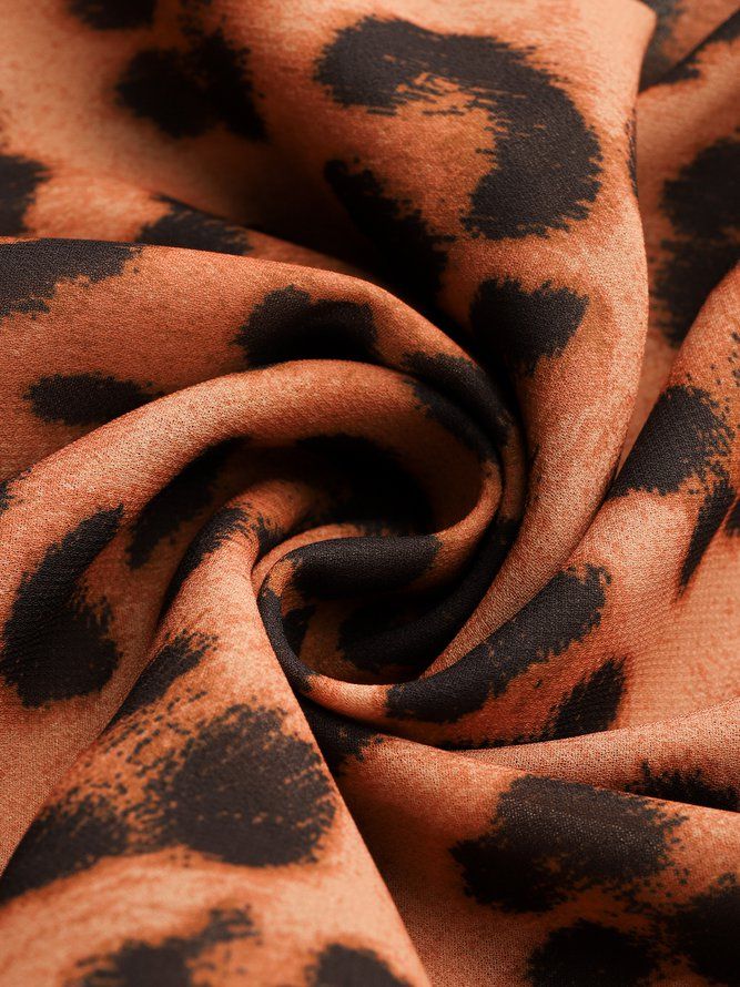 Langermet Passform Leopard Urban Chiffon Topp Med Høy Midje