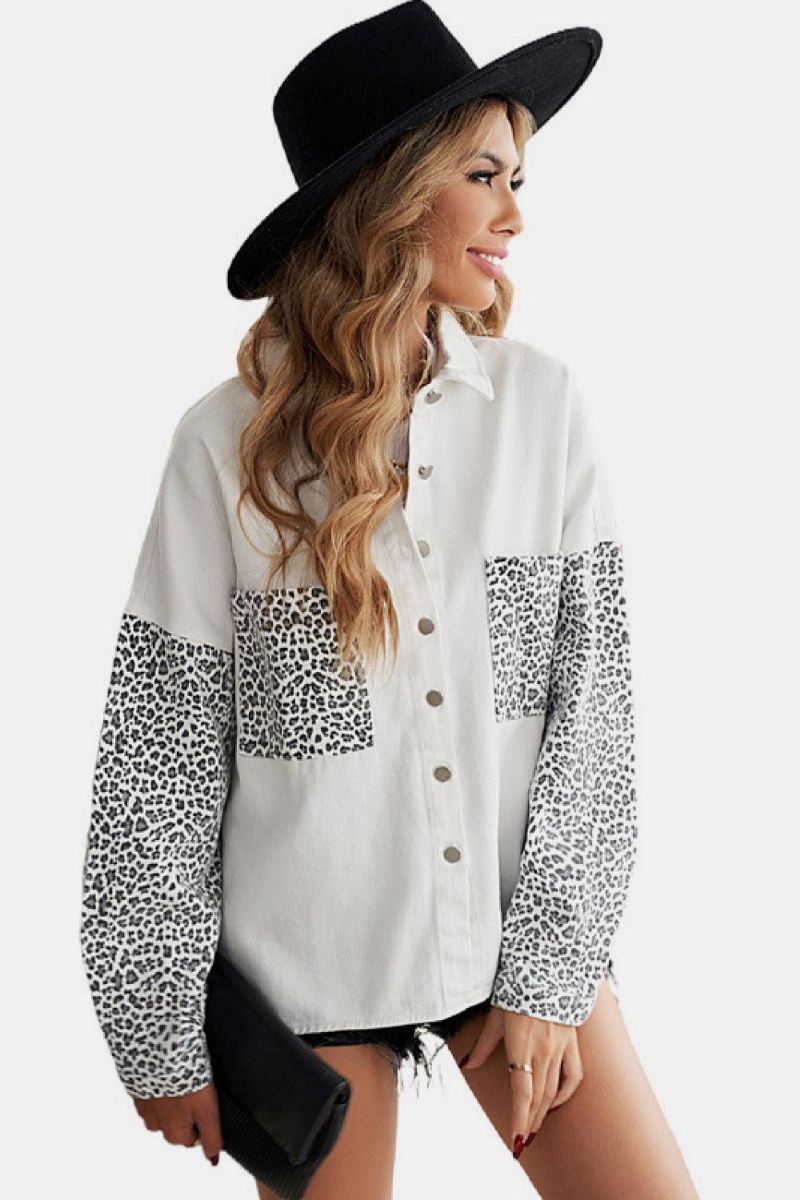 Leopard Contrast Denim Topp