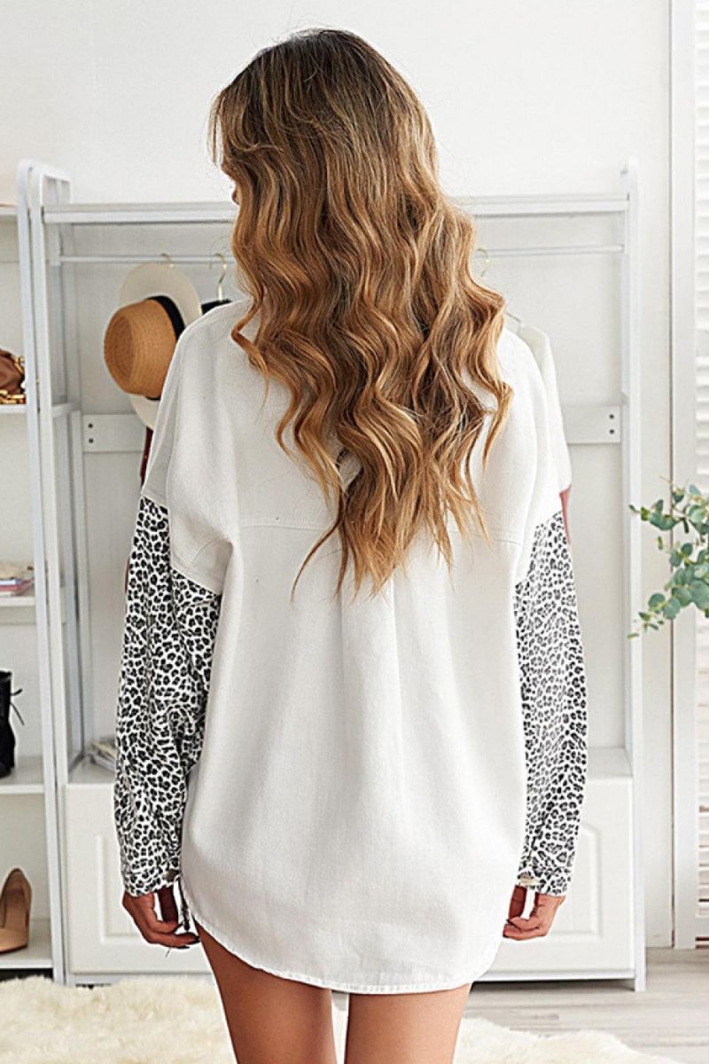 Leopard Contrast Denim Topp