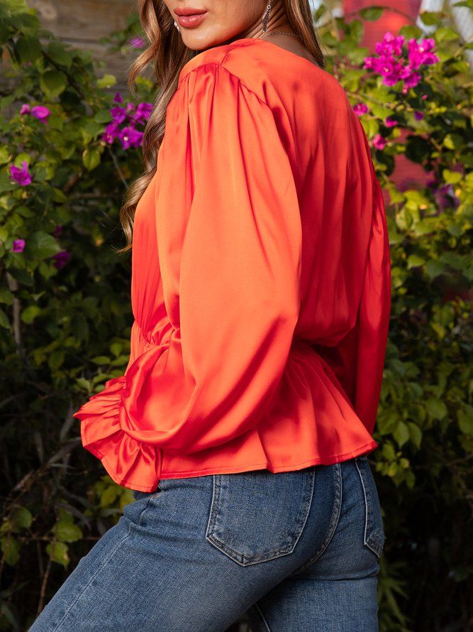 Oransje Casual Vintage Topp