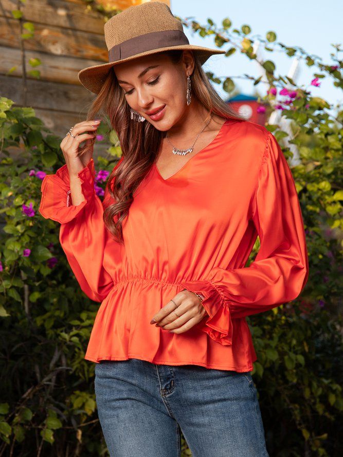 Oransje Casual Vintage Topp