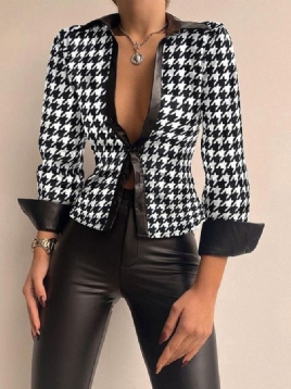 Skjortekrage Langermet Urban Regular Fit Houndstooth-Bluse