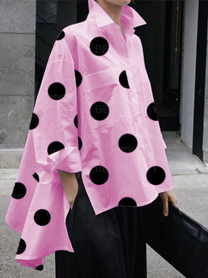 Skjortekrage Polka Dots Shift Elegant Topp