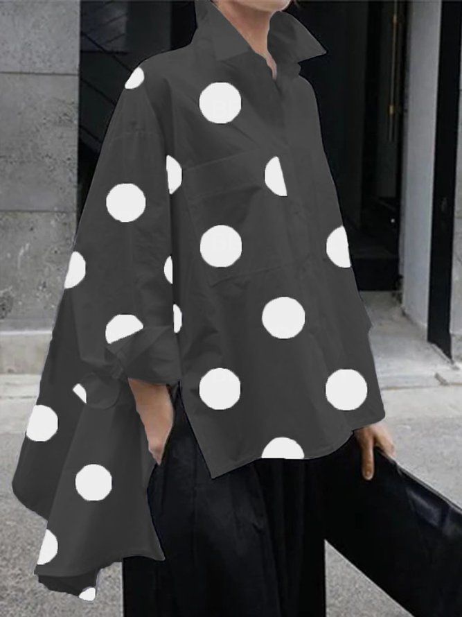 Skjortekrage Polka Dots Shift Elegant Topp