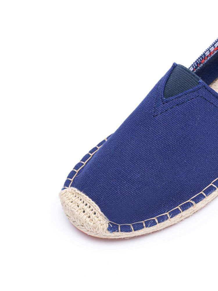 Etnisk Skjøting Fargerik Stripete Lin Komfortabel Pustende Slip On Casual Espadrille Flat Sko