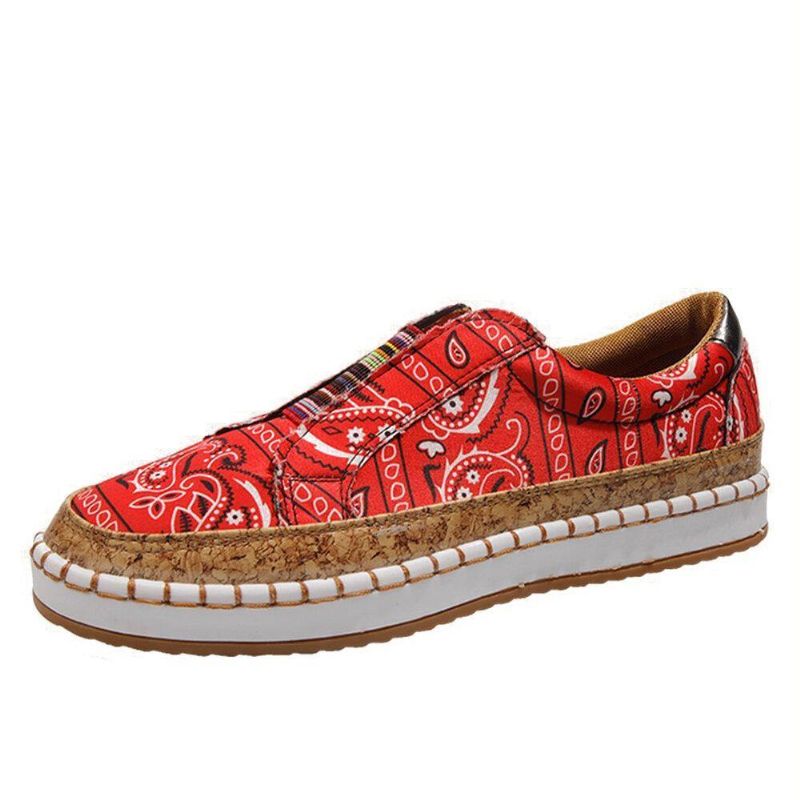 Kvinner Folkways Printing Comfy Slip On Casual Flat Shoes