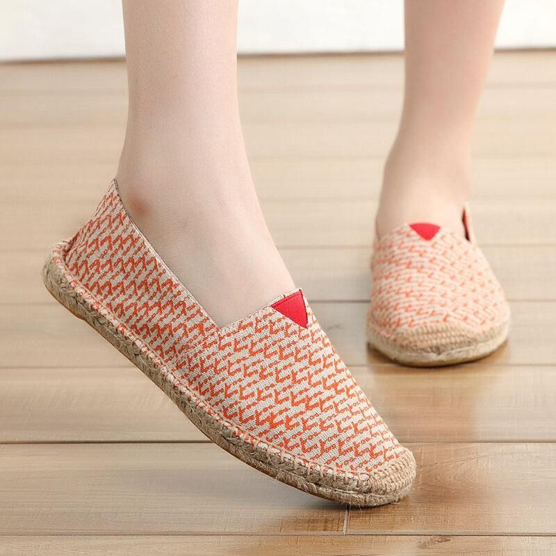 Kvinner Stor Størrelse Ensfarget Slip-On Espadrilles Fisherman Flat Shoes