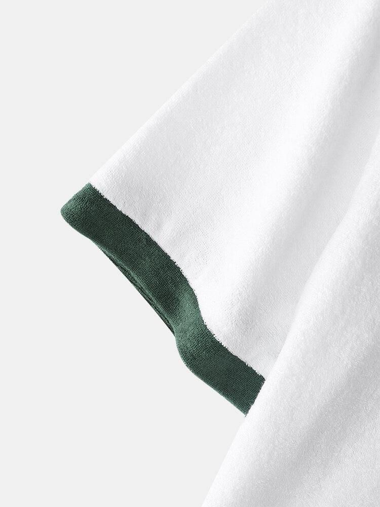 Herre Casual Toweling Poker Broderie Half Zip Contrast Golf Skjorter