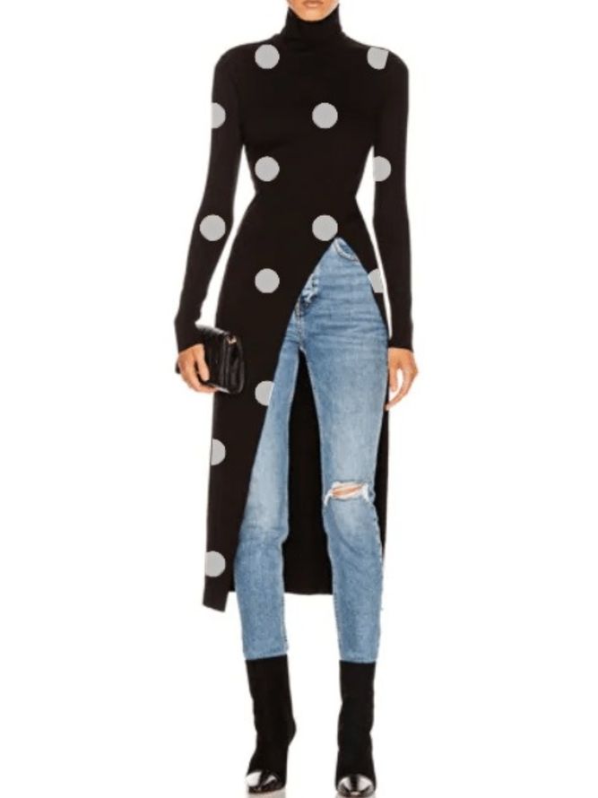 Fall Elegant Enkel High Stretch Mid-Weight Polka Dots Topp