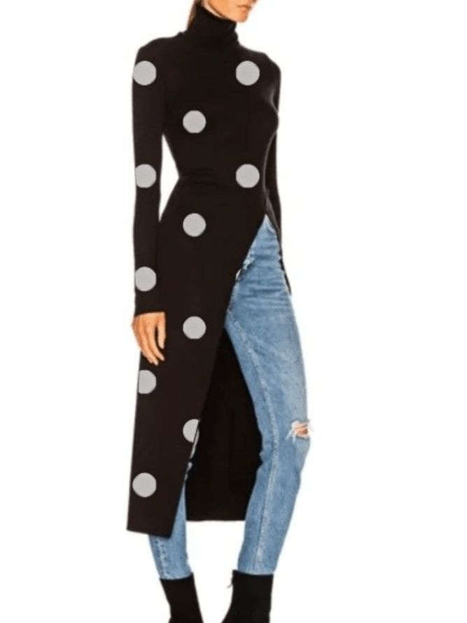 Fall Elegant Enkel High Stretch Mid-Weight Polka Dots Topp