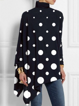 Langermet Polka Dots Enkel T-Skjorte Med Turtleneck