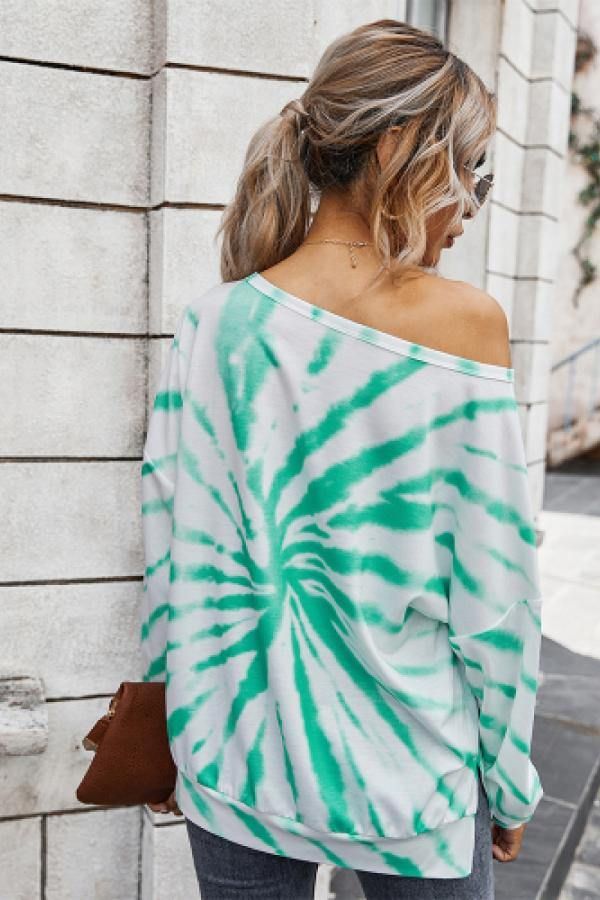 Tie Dye Off Shoulder Boat Neck Top