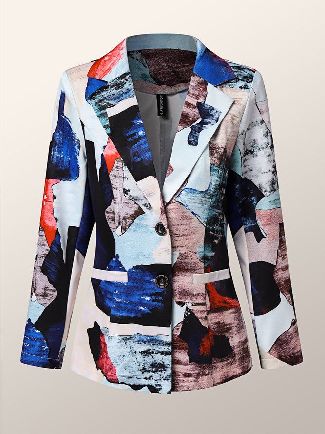 Langermet Urban Lapel Collar Colorblock Blazer