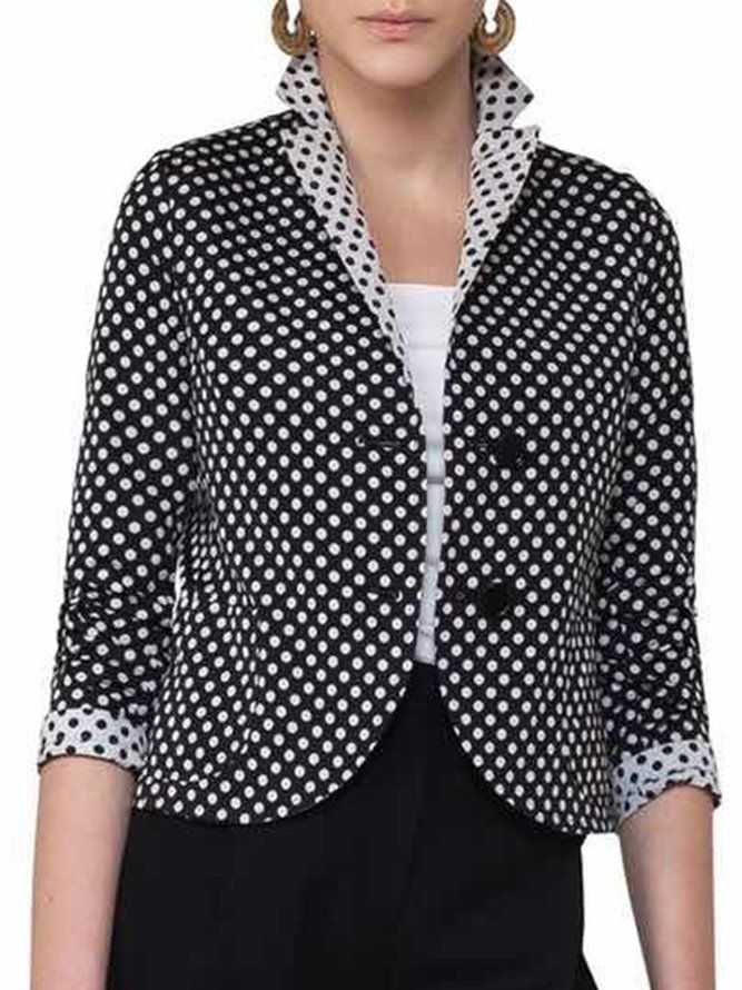 Polka Dots Lapel 3 4-Ermet Fargeblokk Blazer