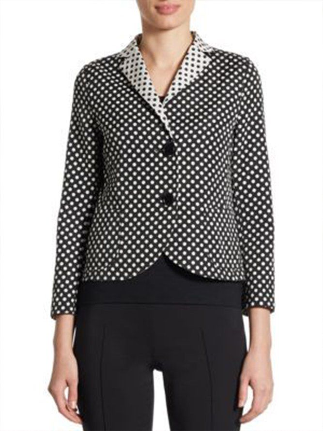 Polka Dots Lapel 3 4-Ermet Fargeblokk Blazer