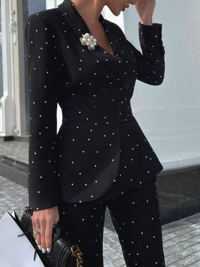 Polka Dots Lapel Elegant Blazer