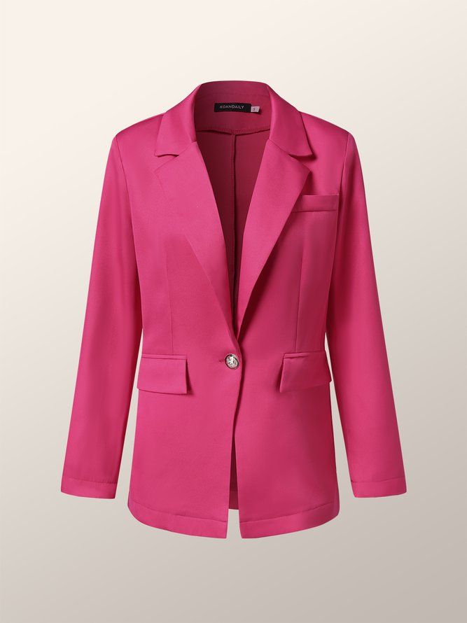 Rose Red Langermet Plain Elegant Regular Fit Blazer