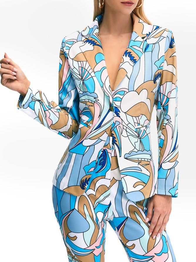 Work Abstract Printed Elegant Blazer