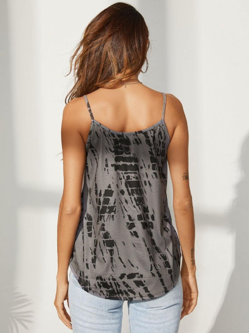 Casual Print Wrap Design V-Hals Ermeløs Summer Sling Tank Top