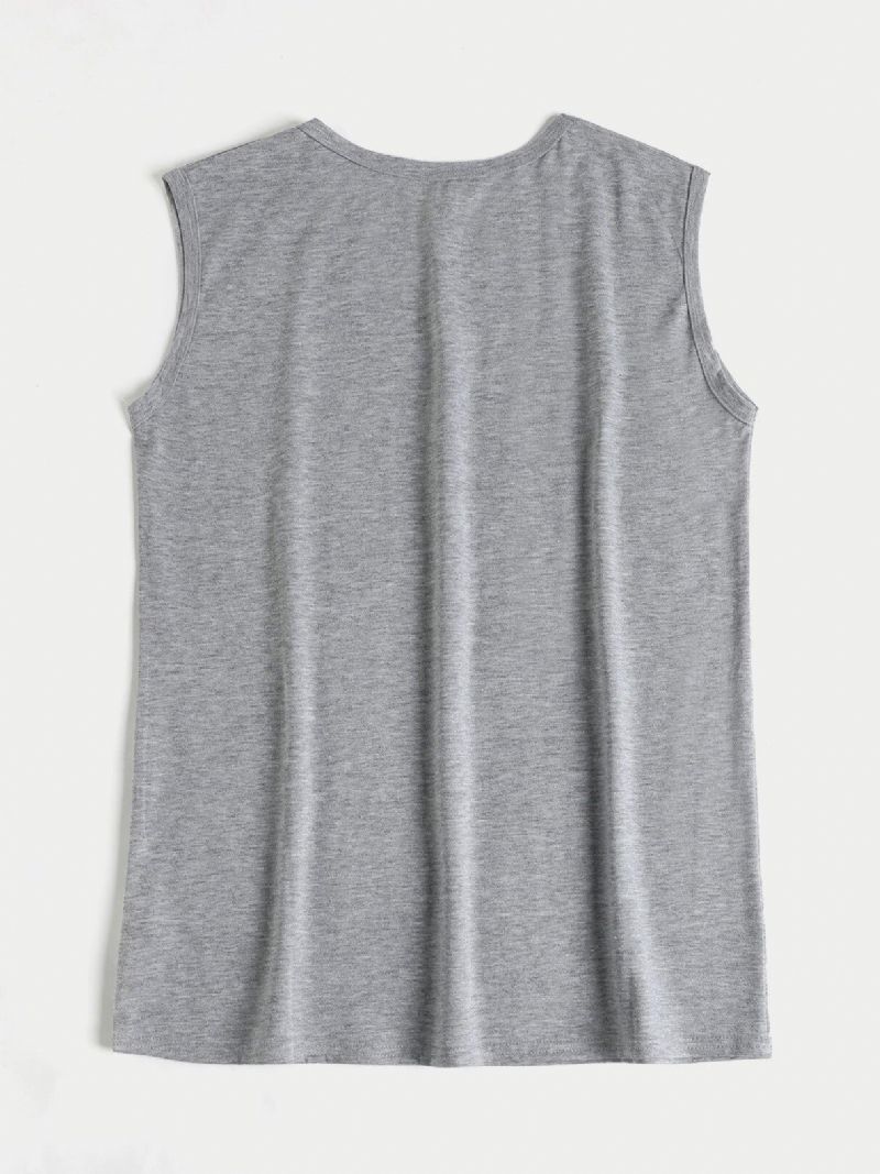 Grå Bokstavmønster Rund Hals Ermeløs Basic Casual Tank Top