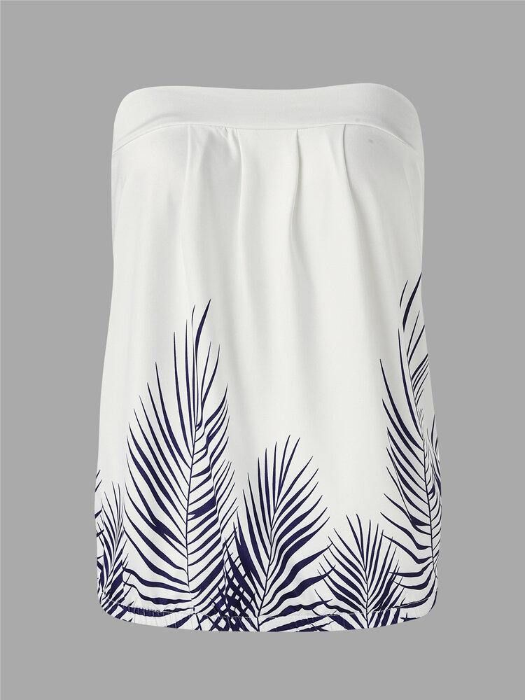 Kvinner Summer Leaf Print Stroppløs Ermeløs Tube Tank Top