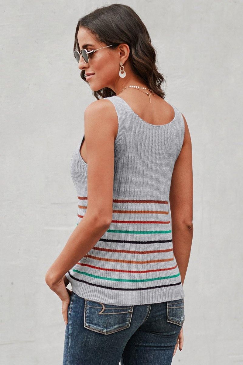 Multicolor Stripes Knit Tank Top