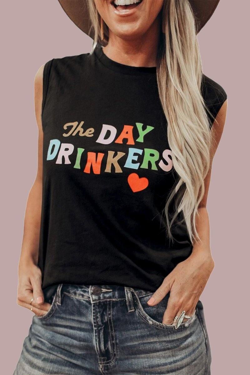 The Day Drinkers Letters Print Tank Top