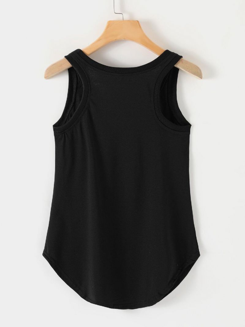 Uformelt Brevutskrift Med Rund Hals Ermeløs Basic Tank Top