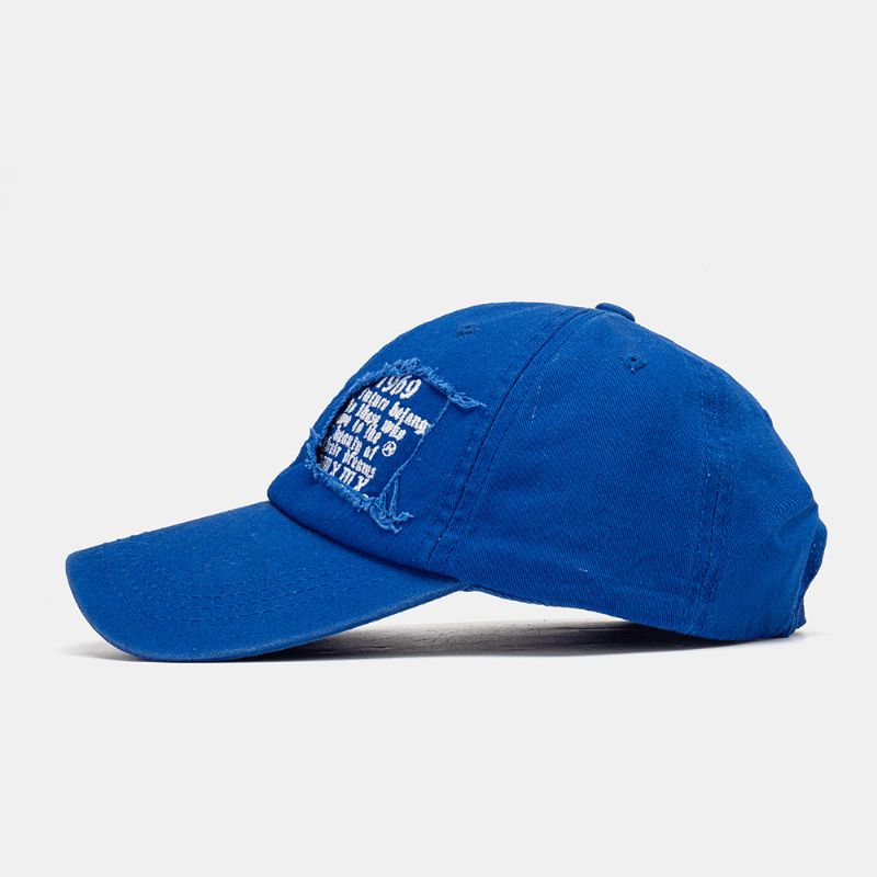 Unisex Bomull Frynsete Kant Ødelagte Hull Tall Bokstaver Broderi Mote All-Match Baseballcaps