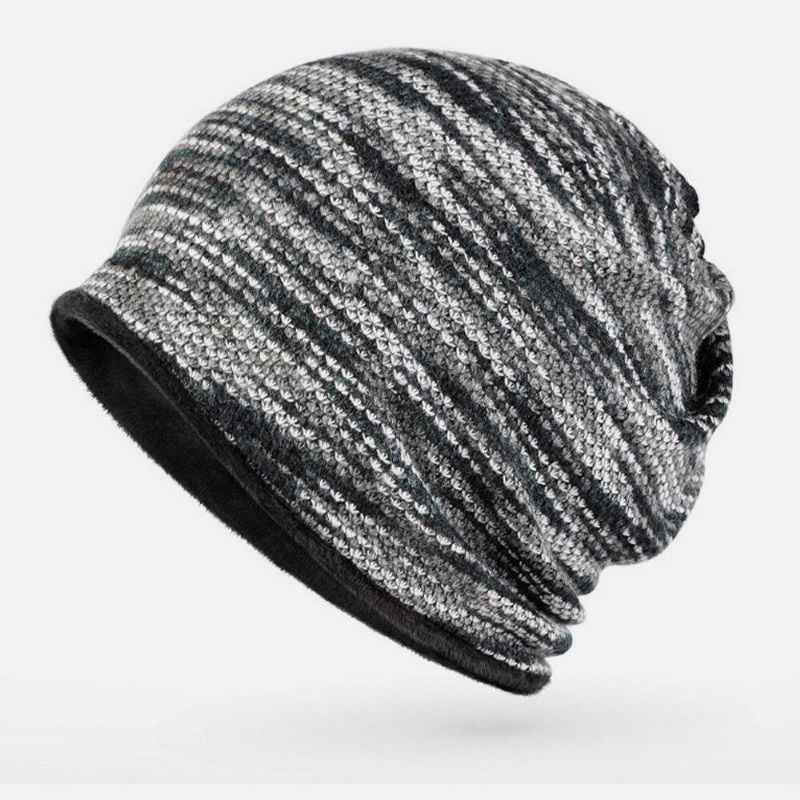 Unisex Plus Velvet Varm Tykk Utendørs Blandet Farge Uformell Personlighet Brimless Beanie