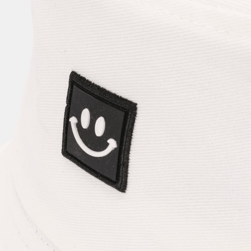 Unisex Smilemønster Patch Solhatt Med Bred Skygge All-Match Utendørs Uformelt Solskjerming Bøttehatt