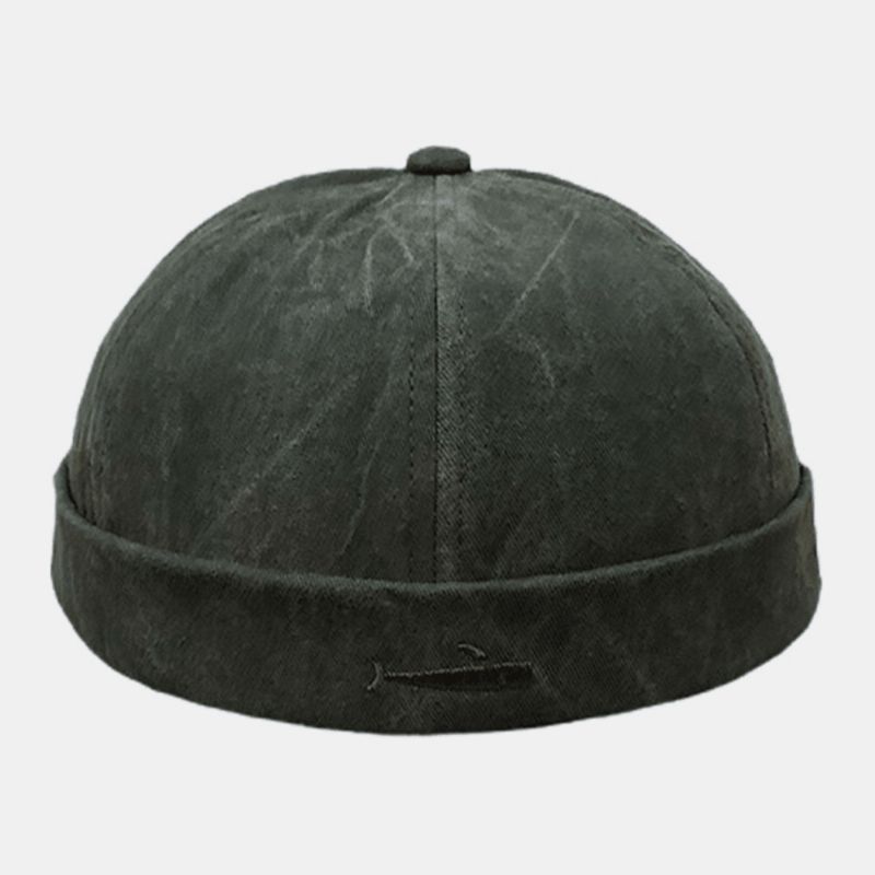 Unisex Tegneserie Fiskemønster Broderi Hodeskallehette Bomullsvasket Brimless Lue Utleier Cap