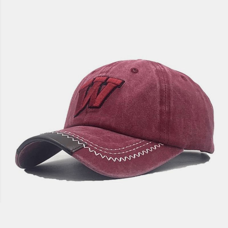 Unisex Vasket Baseballcaps Bomull Brevbroderi Retro All-Match Montert Cap Avslappet Justerbar Cap