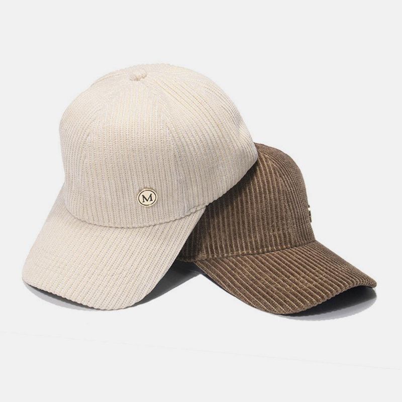 Womne Corduroy Warm M Badge Solvisor All-Match Casual Baseballhatt