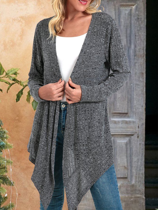 Deep Grey Shift Casual Knit Jakke