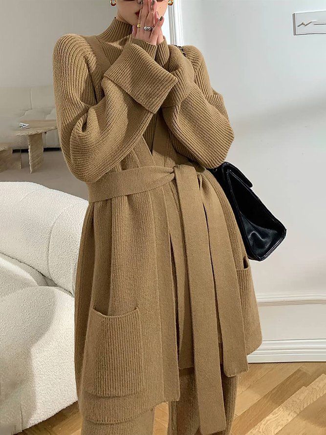 Elegant Langermet Loosen Plain Sweater Coat