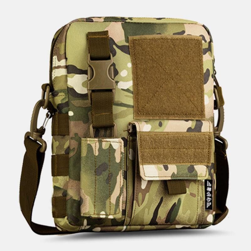 Herre Camo Pattern Multifunction Stor Kapasitet Utendørs Reise Taktisk Veske Crossbody Bag Skulderveske Firkantet Veske