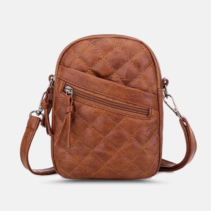 Kvinner Pu-Skinn Argyle-Mønster Øretelefonhull Uformelt 6.3 Tommers Telefonveske Crossbody-Vesker Skulderveske