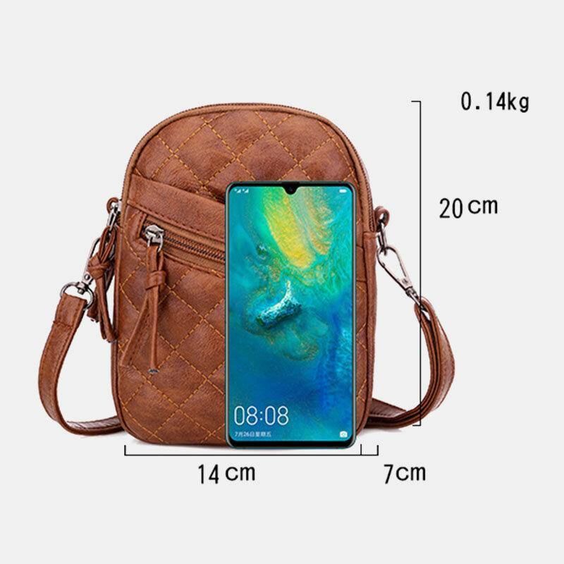 Kvinner Pu-Skinn Argyle-Mønster Øretelefonhull Uformelt 6.3 Tommers Telefonveske Crossbody-Vesker Skulderveske