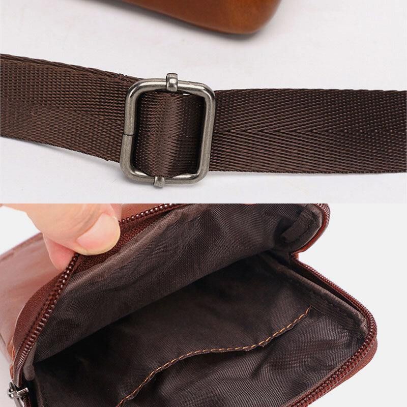 Menn Ekte Lær Kuskinn Vintage Business 6.5 Tommers Telefonveske Crossbody-Veske Midjeveske Slyngeveske