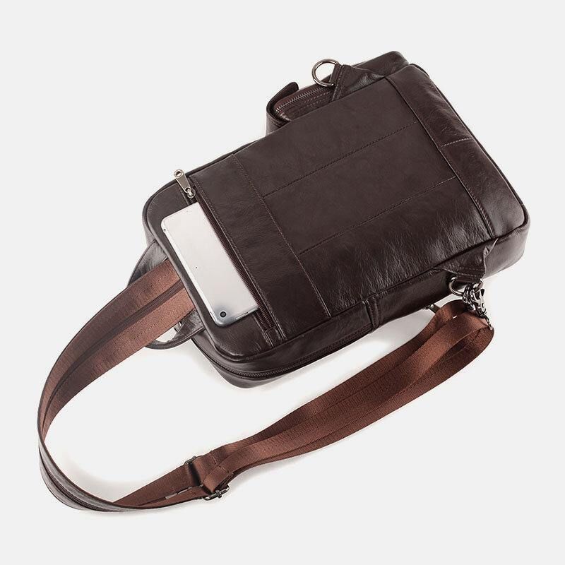 Menn Ekte Skinn Multifunksjon Multi-Carry Utendørs Reise Kuskinn Crossbody Bag Ryggsekk