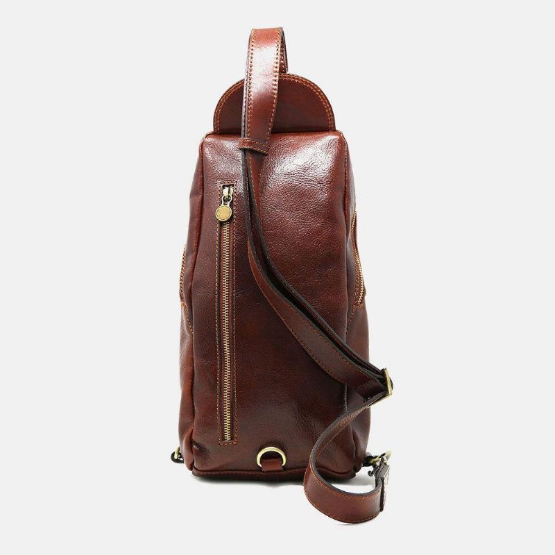 Menn Pu-Skinn Anti-Tyveri Vintage Casual Skulderveske Crossbody Bag Brystveske Sling Bag Hippie Bag