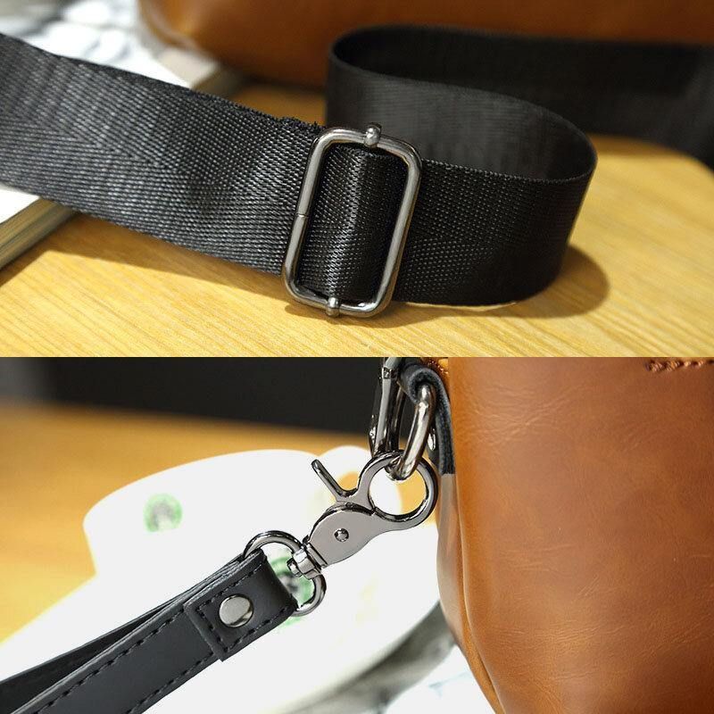 Menn Pu-Skinn Ensfarget Tyverisikring Uformell Telefonveske Crossbody-Veske Skulderveske